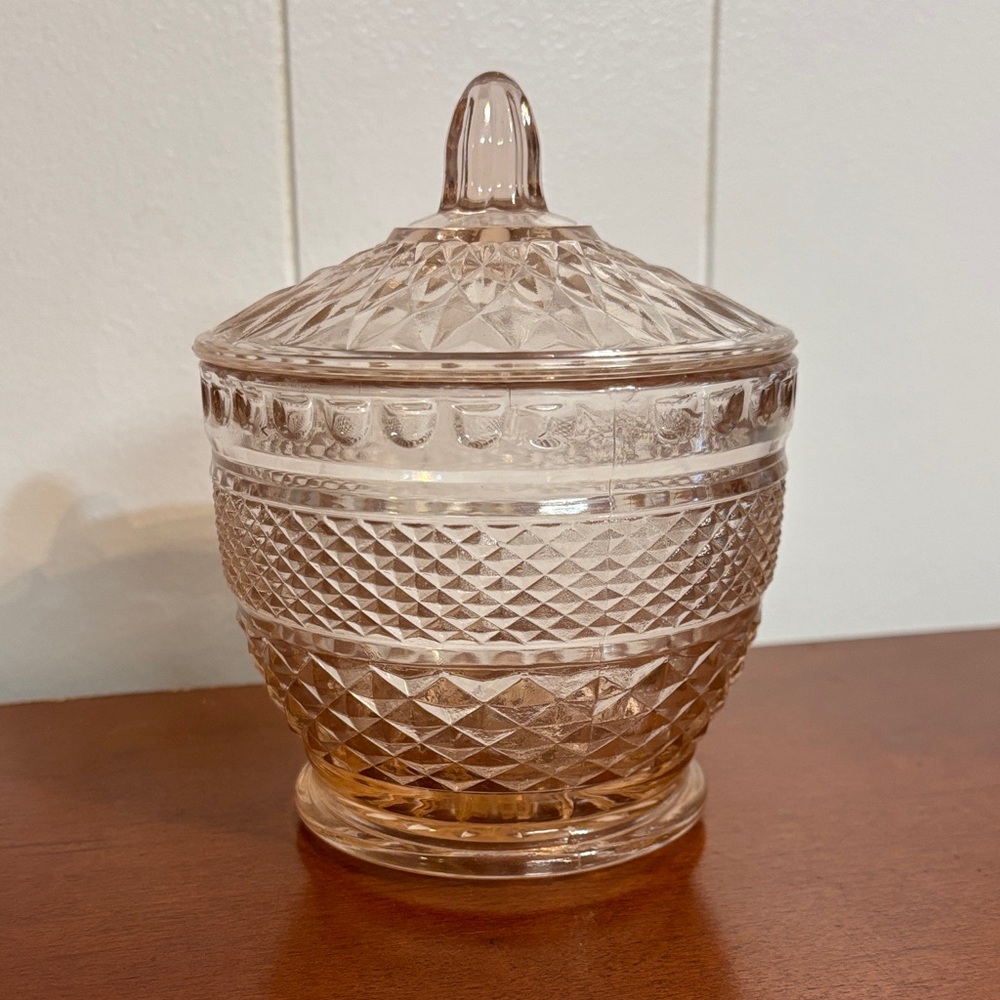 Indonesia Pink Glass Candy Jar with Lid